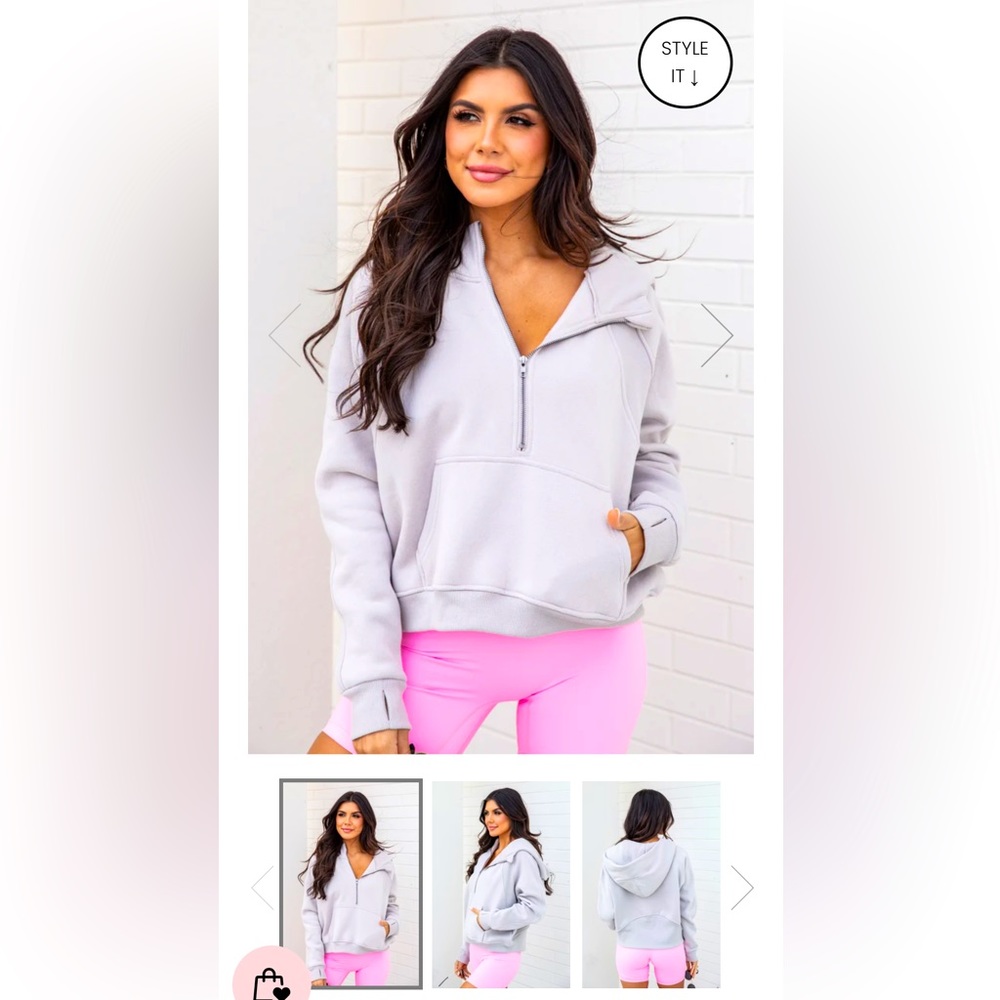 Pink lily. Like new making it look easy ribbed quarter zip hoodie.